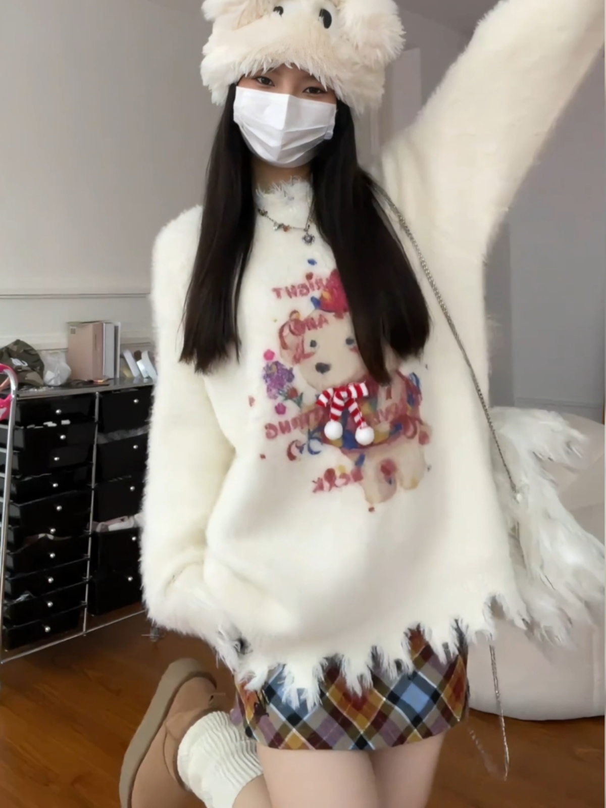 溫柔風甜美立體小狗寬鬆毛衣2023秋冬新款百搭外穿設計感針織上衣