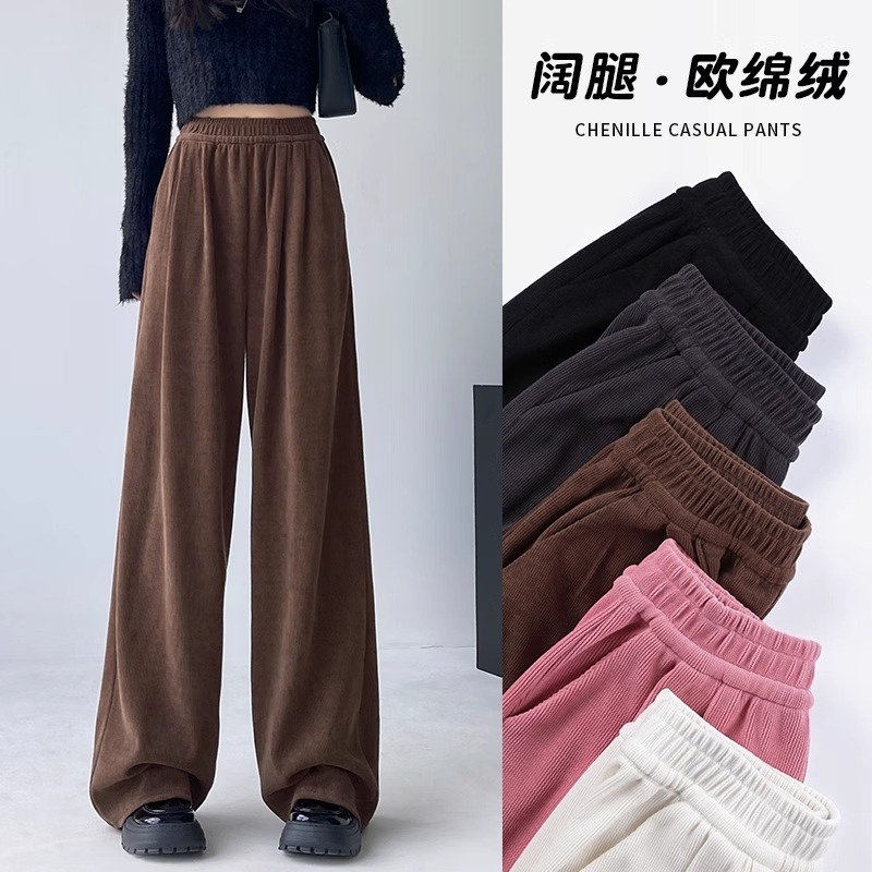 Three-dimensional waistband hemming, European cotton velvet, thick composite silver fox velvet Maillard Yamamoto pants, casual trousers for women