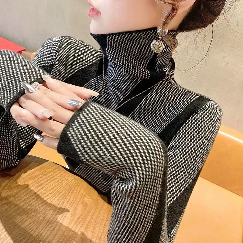 高領毛衣女秋冬2023年新款洋氣長袖打底衫顯瘦針織衫內搭