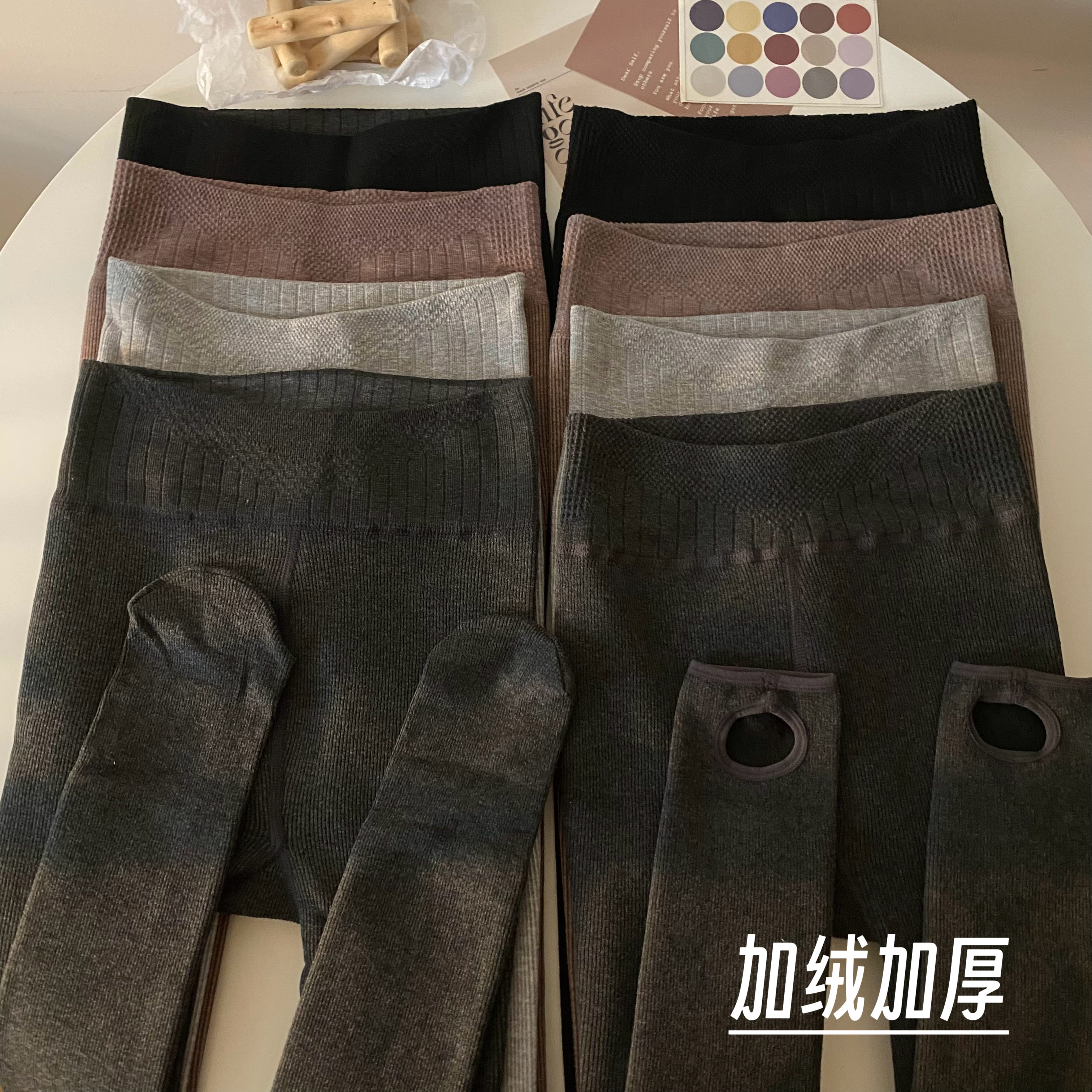 實拍打底褲女冬季外穿加絨加厚連腳褲襪顯瘦踩腳褲緊身褲