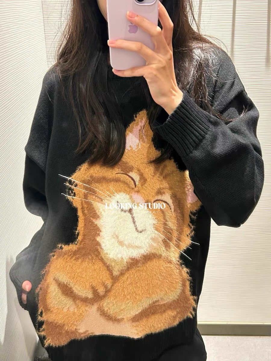 北極絨腈綸35%錦綸40%PBT25%可愛小狗毛衣女懶惰溫柔軟糯針織