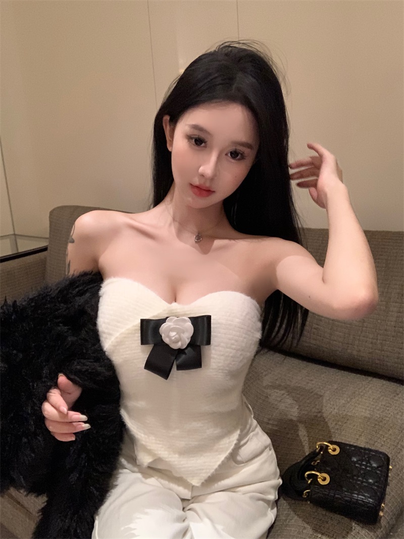 實拍！！毛絨抹胸背心女秋冬性感裹胸內搭外穿修身短款打底衫