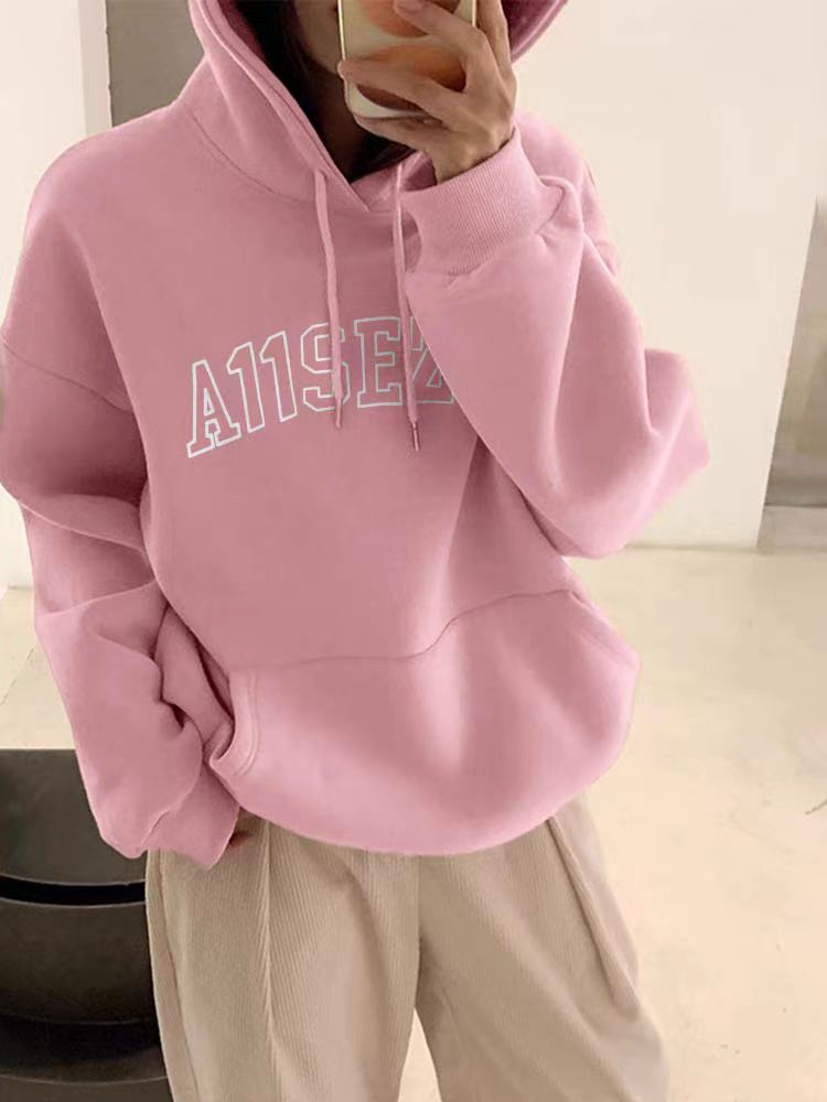 Thin Chinese cotton milk silk plus velvet Chinese cotton silver fox velvet printed sweatshirt women's hooded simple high-end top