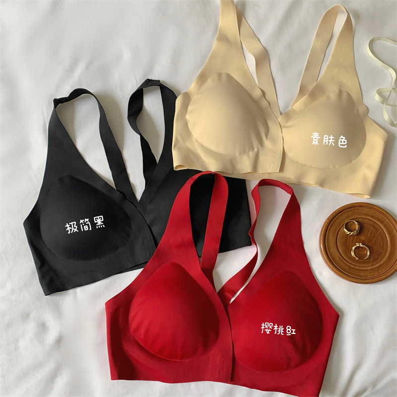 Real shots of back-beautiful underwear for big breasts, push-up vest, seamless front button bra