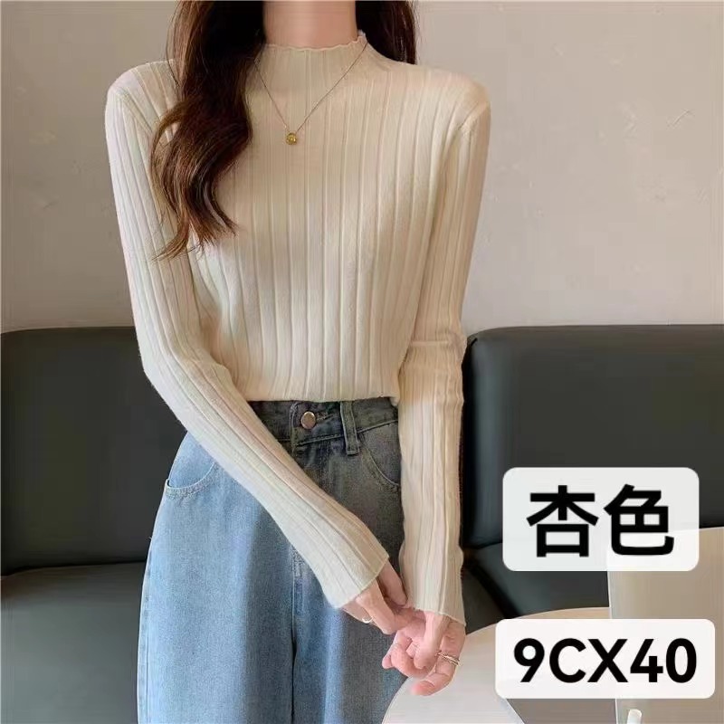 Half turtleneck inner sweater for women autumn and winter 2023 new style long-sleeved bottoming sweater mid-collar top