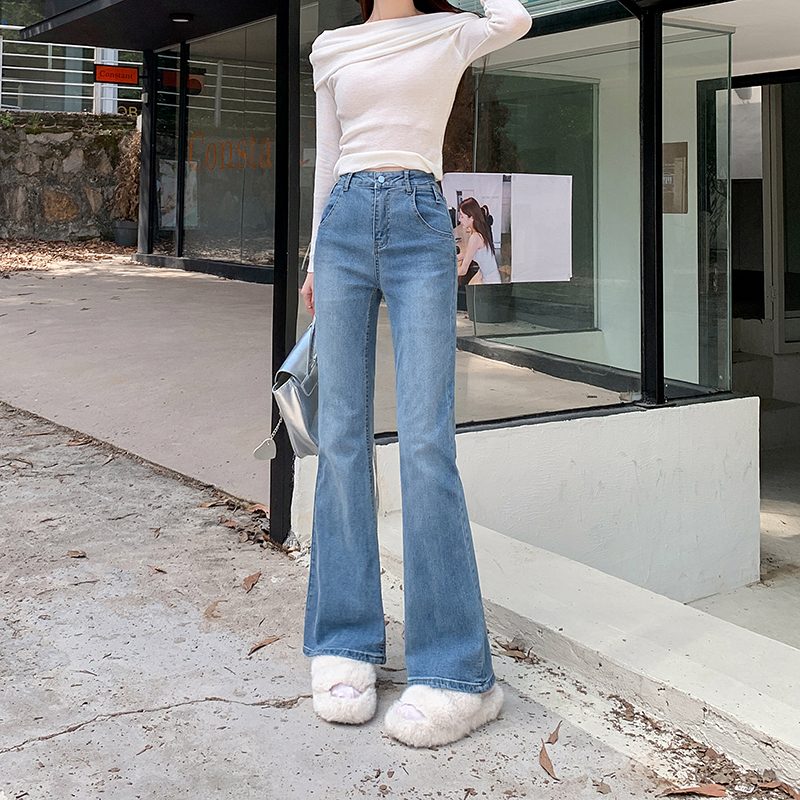 Real shot ~ Retro horseshoe jeans for women 2023 autumn new tight trousers high waist slightly flared pants