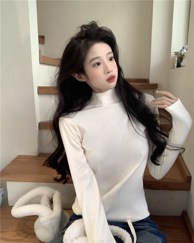 Actual shot ~ 2023 new autumn and winter cashmere thickened half turtleneck slim fit T-shirt long-sleeved top