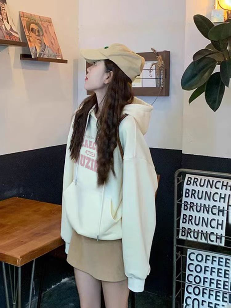 Thin Chinese cotton milk silk plus velvet Chinese cotton silver fox velvet printed sweatshirt women's hooded simple high-end top