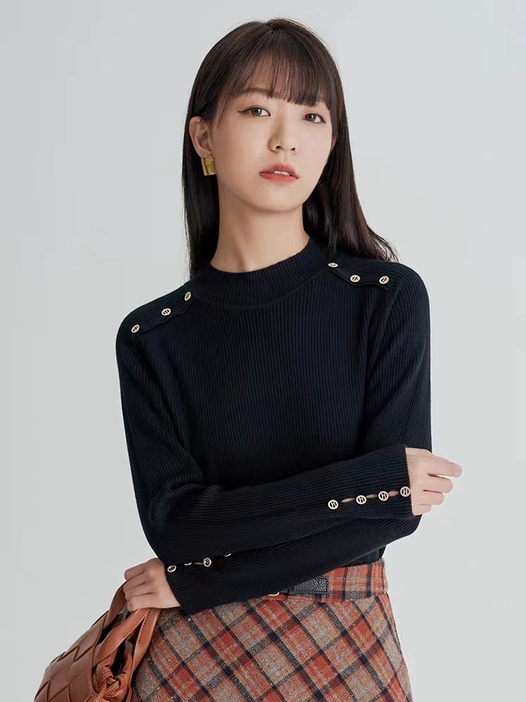 她圖2023秋冬季新款中高領打底毛針織衫內搭氣質漂亮別致獨特毛衣