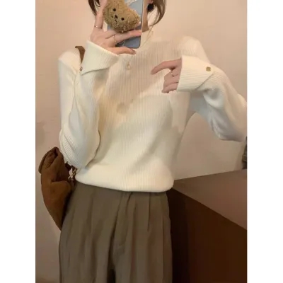 French style half turtleneck sweater women's autumn and winter 2023 new style inner Yiwu bottom shirt top sweater