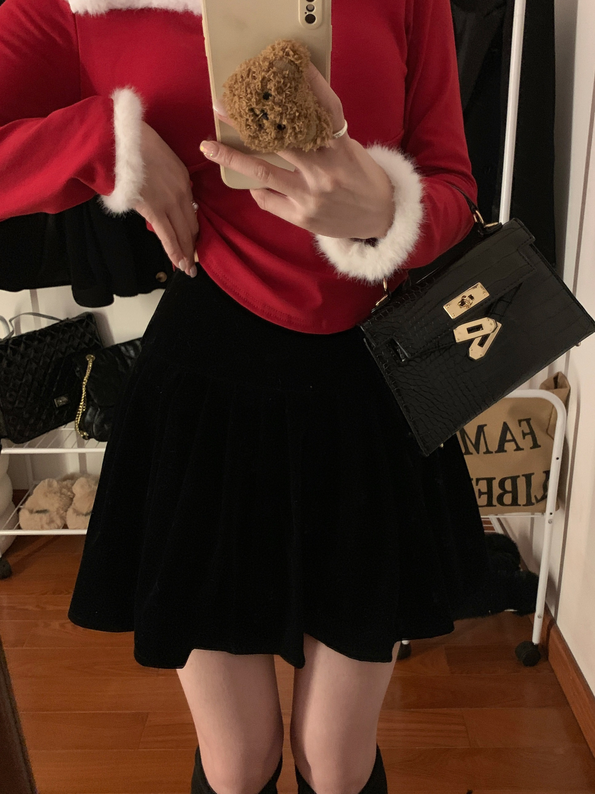 實拍 純欲掛脖綁帶長袖T恤打底衫聖誕紅上衣漂亮洋氣毛衣女