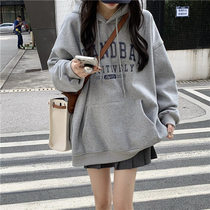 秋冬加絨衛衣女韓版潮學生寬鬆慵懶風長袖ins加厚上衣連帽外套cec