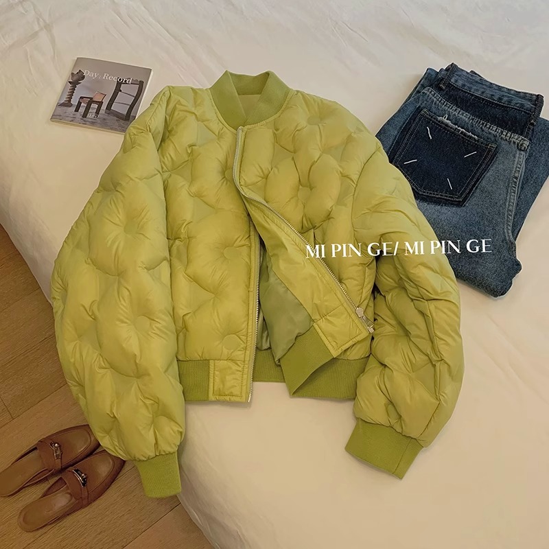 Korean style gentle style high-end fried street quilted cotton jacket for men and women in autumn and winter for small people thickened and warm baseball uniform jacket