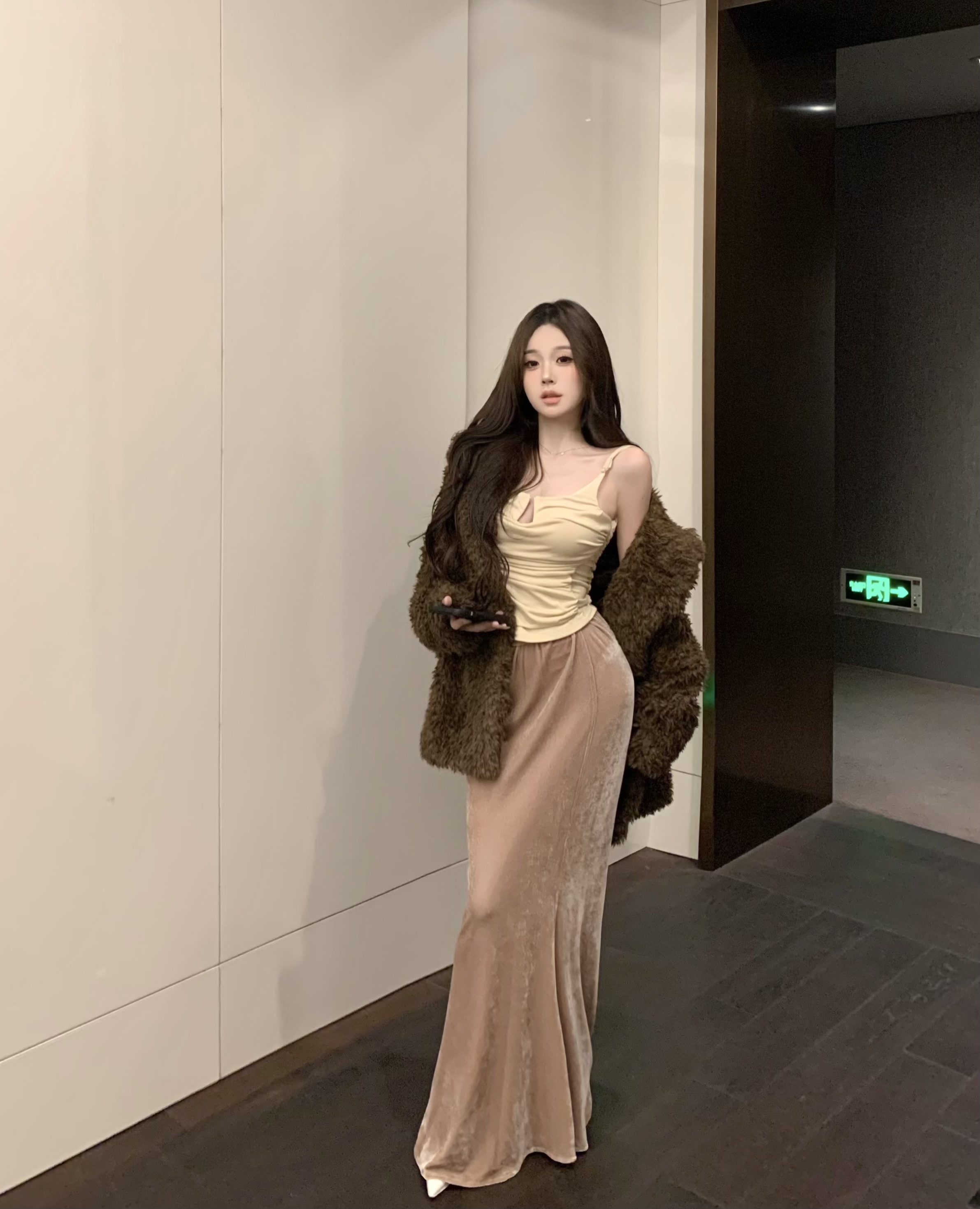 心形甜辣吊帶背心純欲內搭打底衫女+修身包臀魚尾裙優雅半身裙