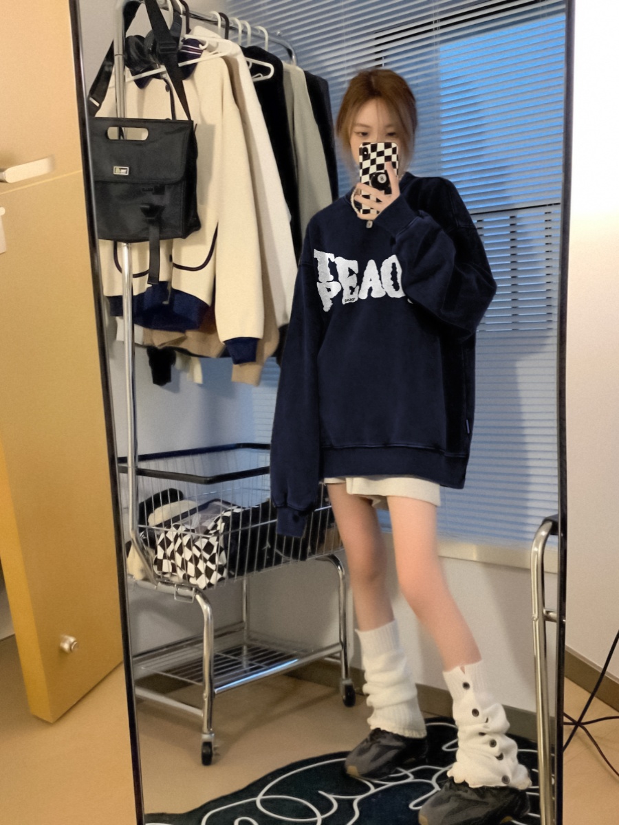 薄款華棉牛奶絲 加絨華棉銀狐絨 圓領印花衛衣女情侶質量
