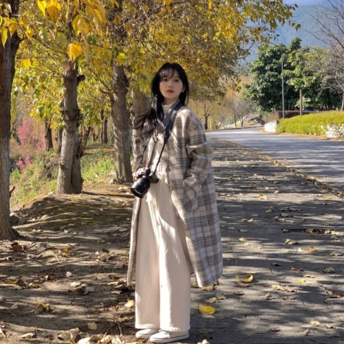 Woolen coat women's woolen coat Hepburn style 2023 new autumn and winter forest style thickened small Korean style winter