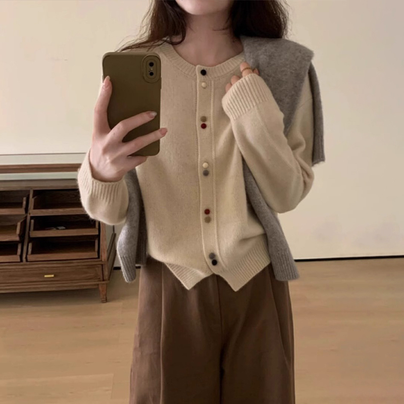 超好看紅色毛衣針織開衫外套女秋冬季2023新款設計感小眾上衣