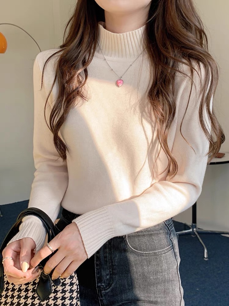 三木子2023秋季新款寬鬆打底針織衫內搭上衣長袖加厚毛衣外套女