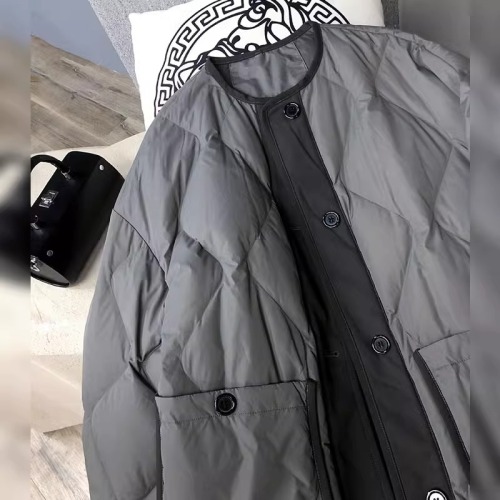 Japanese retro contrasting rhombus collarless down jacket for men and women in autumn and winter fashion high-end thickened warm cotton coat