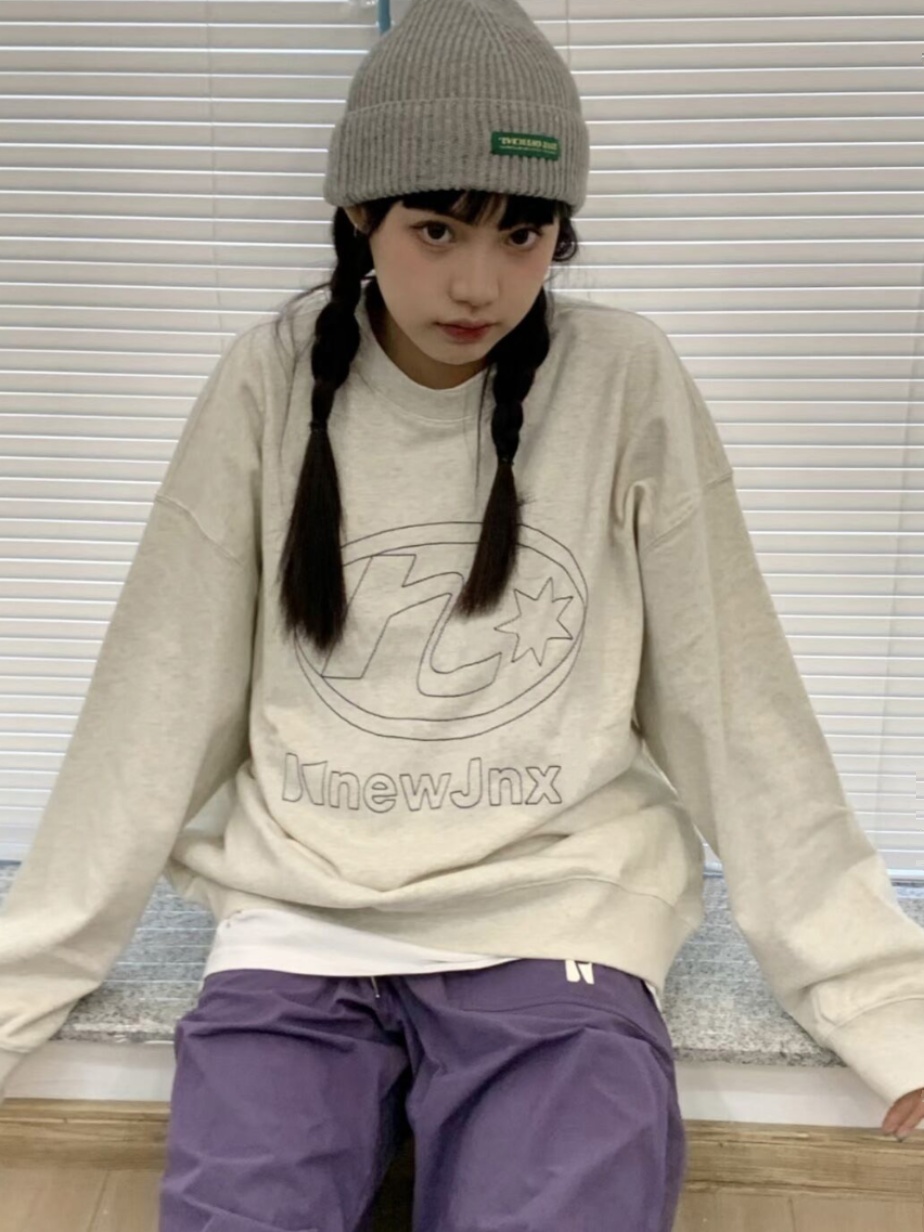 原版-華棉複合薄款310克/加絨410克 秋冬裝衛衣女印花寬鬆大碼