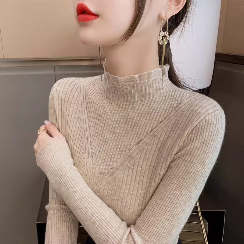 2023 autumn and winter new half turtleneck sweater for women, this year's popular fashionable fashionable tops and bottoming shirts