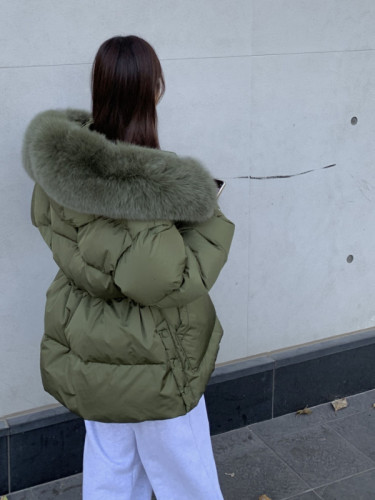 South Korea's Dongdaemun loose mid-length imitation fox fur thickened large cotton winter coat