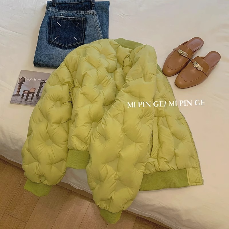 Korean style gentle style high-end fried street quilted cotton jacket for men and women in autumn and winter for small people thickened and warm baseball uniform jacket