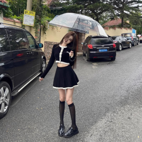 Tmall quality small fragrance suit female daughter short knitted cardigan jacket pleated skirt two-piece set