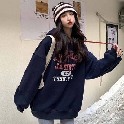 秋冬加絨衛衣女韓版潮學生寬鬆慵懶風長袖ins加厚上衣連帽外套cec