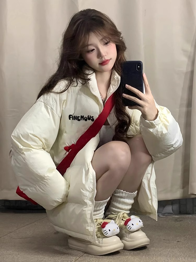 Tmall quality hand-stuffed cotton coat winter new loose thickened cotton coat printed coat women