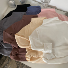 Thickened velvet autumn and winter German velvet inner long-sleeved top half turtleneck bottoming shirt for women
