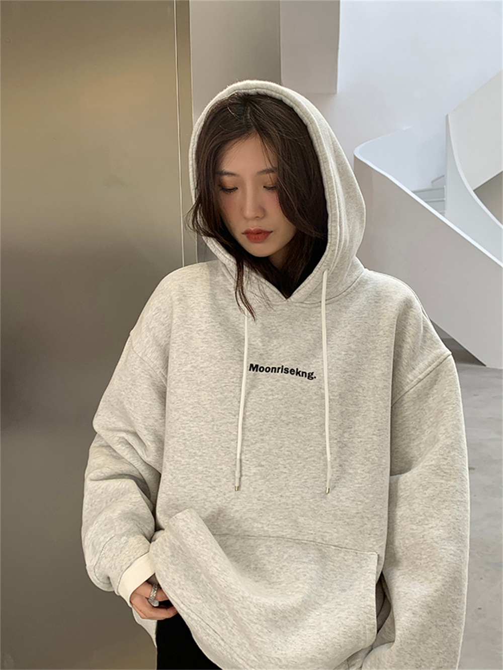 秋冬加絨衛衣女韓版潮學生寬鬆慵懶風長袖ins加厚上衣連帽外套cec