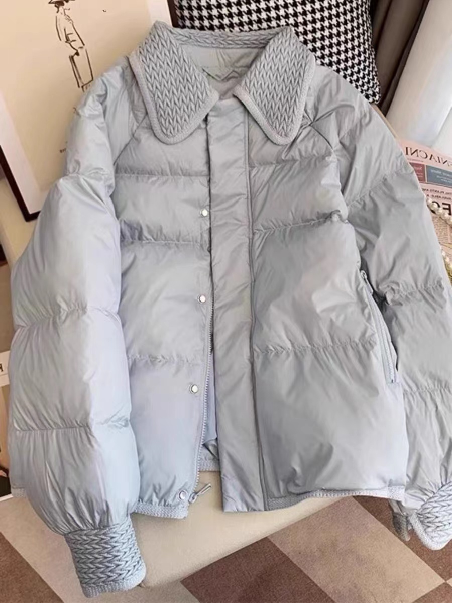 Xiaoxiang style high-end lapel rhombus cotton coat for women autumn and winter retro fashion loose warm bread coat