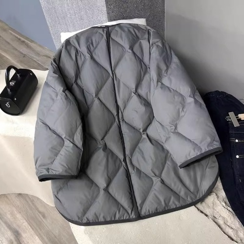 Japanese retro contrasting rhombus collarless down jacket for men and women in autumn and winter fashion high-end thickened warm cotton coat