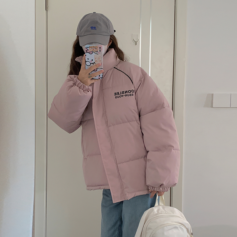 Tmall quality new down cotton coat Korean style stand collar loose internet celebrity Hong Kong style thickened warm cotton coat
