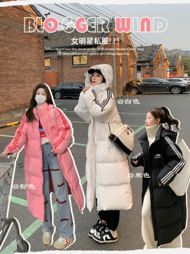 Long down cotton coat  winter new Korean style loose oversize casual knee-length hooded cotton coat