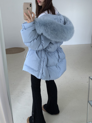 South Korea's Dongdaemun loose mid-length imitation fox fur thickened large cotton winter coat