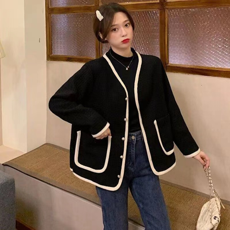 Plus size women's slightly fat mm early autumn chic fashion contrasting tops are slimming and cover the flesh, Korean style small fragrant chic jackets
