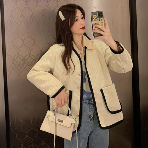 Plus size women's slightly fat mm early autumn chic fashion contrasting tops are slimming and cover the flesh, Korean style small fragrant chic jackets
