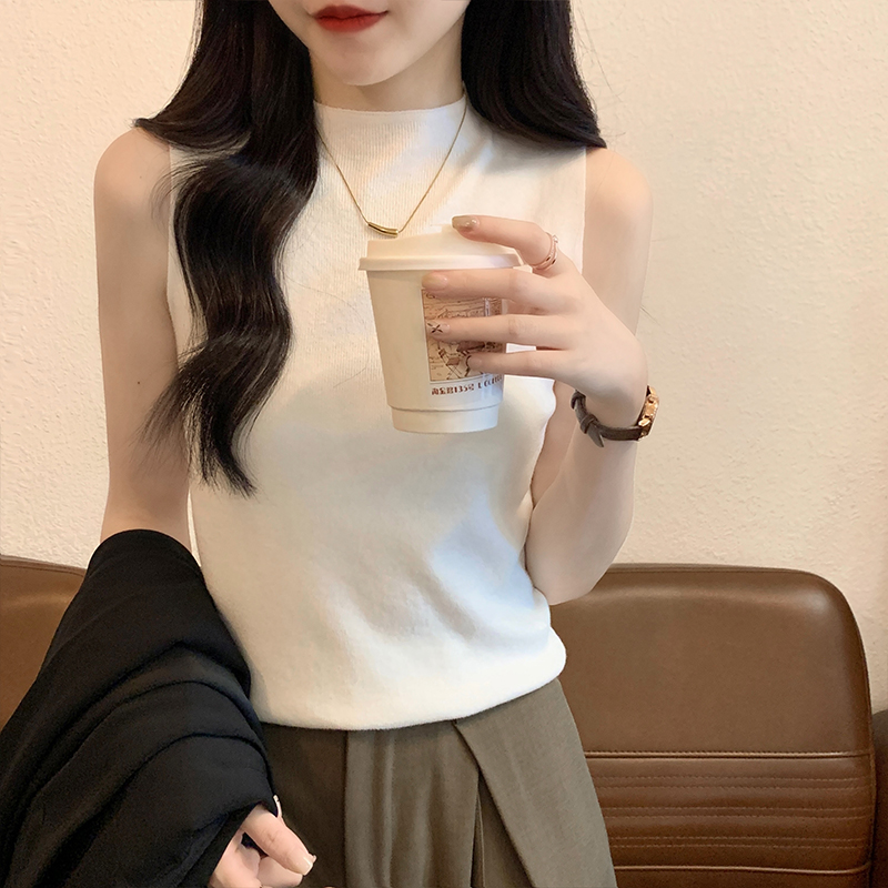 實拍法式簡約百搭無袖針織吊帶背心女秋冬高級感坎肩氣質上衣