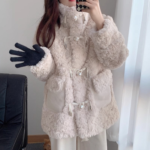 Original fabric quality 2023 winter new style high-end thickened plush jacket for women