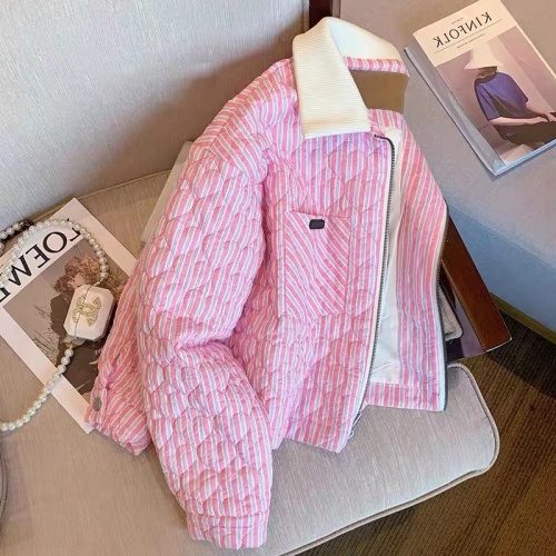 Xiaoxiangfeng Love Diamond Pink Lapel Cotton Clothes for Men and Women Winter Sweet Fashion Gentle Wind Padded Cardigan Jacket