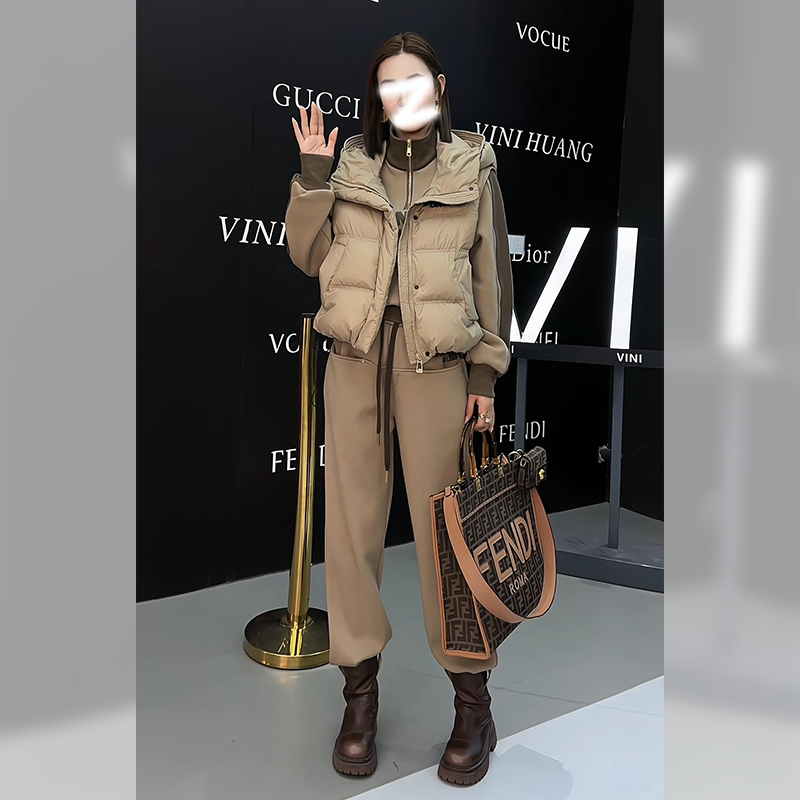 加絨加厚套裝女秋冬新款時尚兩件套 純棉華棉複合真超