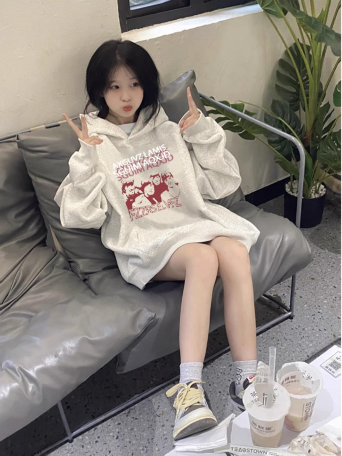 防棉華棉複合牛奶絲300克/銀狐絨400克連帽衛衣女