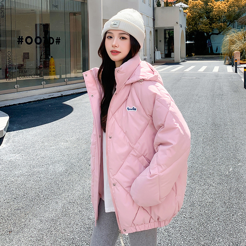 Classic simple down jacket for women 2023 new short style cotton jacket for small people Korean style light and loose bread jacket