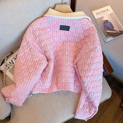 Xiaoxiangfeng Love Diamond Pink Lapel Cotton Clothes for Men and Women Winter Sweet Fashion Gentle Wind Padded Cardigan Jacket