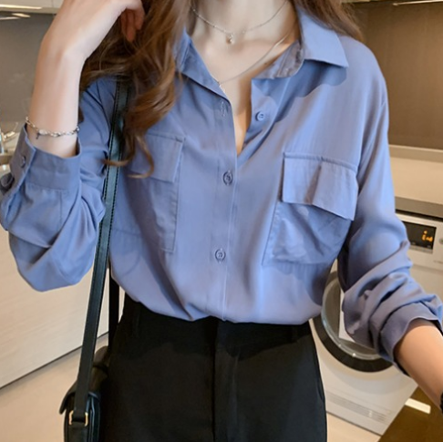 襯衫韓版女春秋裝新款時尚洋氣設計感小眾上衣長袖疊穿襯衣打底衫