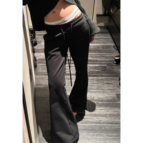 Sports drawstring gray micro-flare yoga high-waisted casual pants for women autumn 2023 new style simple temperament versatile pants
