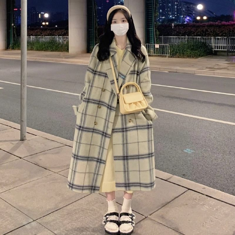 High-end long woolen coat woolen coat autumn and winter high-end design 2023 sweet and lazy stylenn