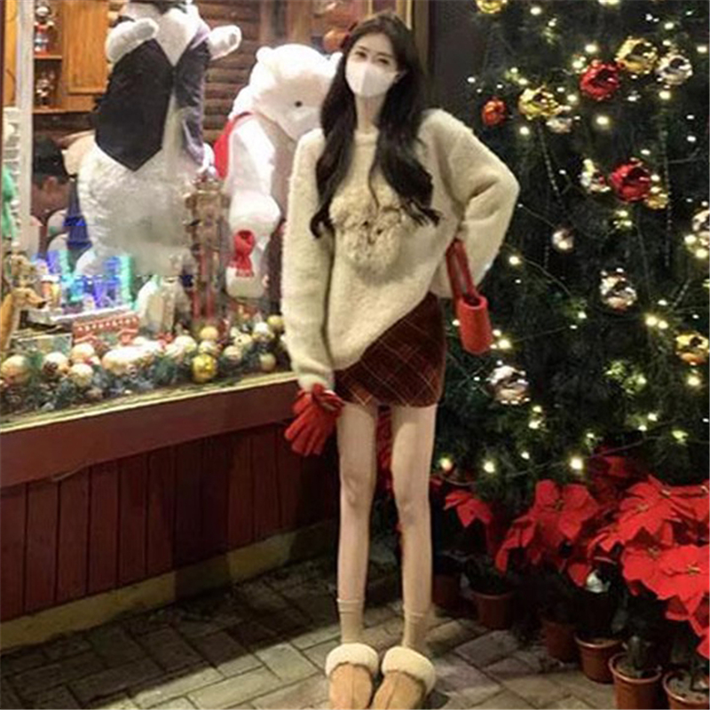 冬裝搭配一整套法式桔梗韓劇女主小香風紅色新年聖誕戰袍兩件套裝
